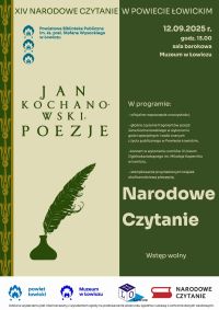 Plakat informujący o organizacji Narodowego Czytania.