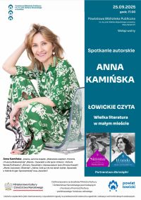 Plakat promujący spotkanie autorskie z Anną Kamińską