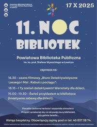 Plakat informacyjny, dotyczący akcji Noc Bibliotek