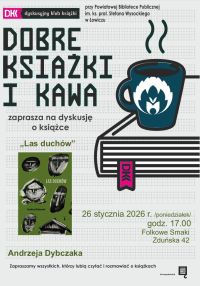 Plakat informujący o spotkaniu Dyskusyjnego Klubu Książki.