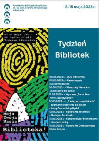 Plakat z harmonogramem Tygodnia Bibliotek