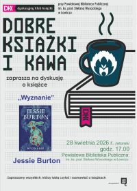 Plakat informujący o kwietniowym spotkaniu Dyskusyjnego Klubu Książki