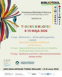 Plakat informujący o Tygodniu Bibliotek