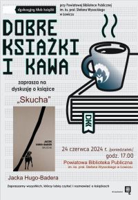 Plakat informujący o czerwcowym spotkaniu Dyskusyjnego Klubu Książki.