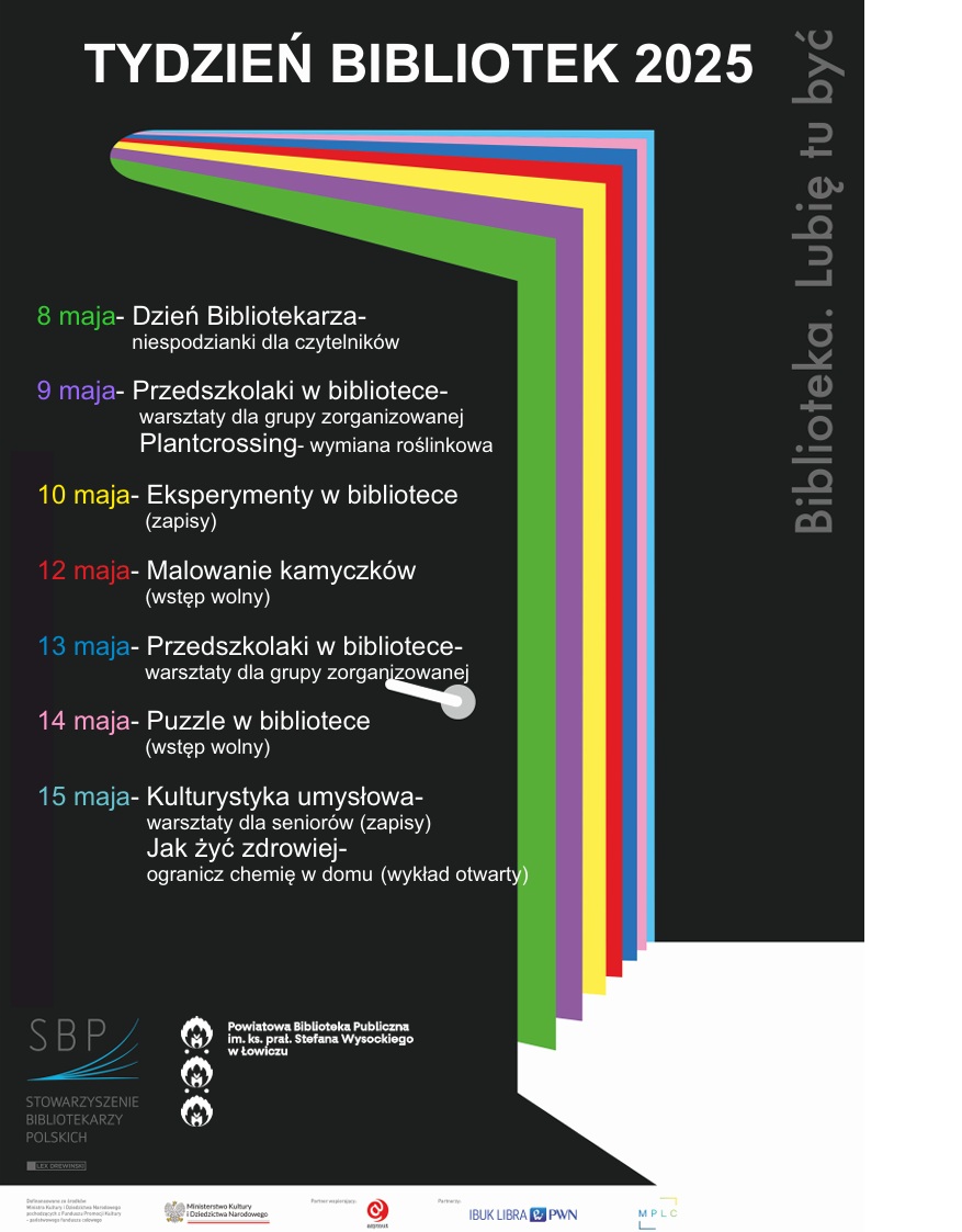 Plakat promujący Tydzień Bibliotek 2025